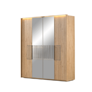 Milano 4-deurs Houten Kleerkast met Spiegel