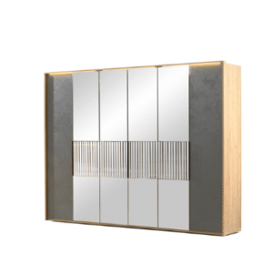 Milano 6-deurs Antraciet Kleerkast met Spiegel