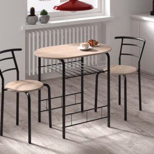 Tafelset 'Adam' Zwart metaal Decor sonoma