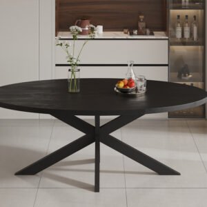 Tafel 'Alexa' 200 cm Ovaal Mango hout zwart