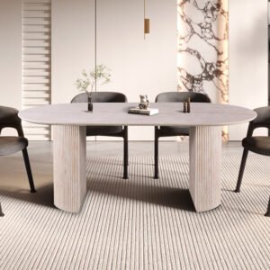 Tafel 'Lagos' 200 cm Ovaal Decor Travertin Beige